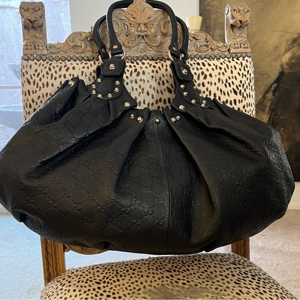 Gucci Guccissima Studded Leather Pelham Shoulder Bag Ltd Ed Rare 1990 - Picture 4 of 17